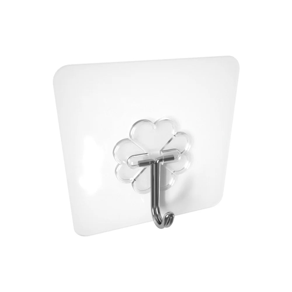 Modern Nordic 6cm Multifunctional Punch-Free Non-Marking Transparent Adhesive PVC Wall Hook Single for Kitchen Bathroom Wardrobe