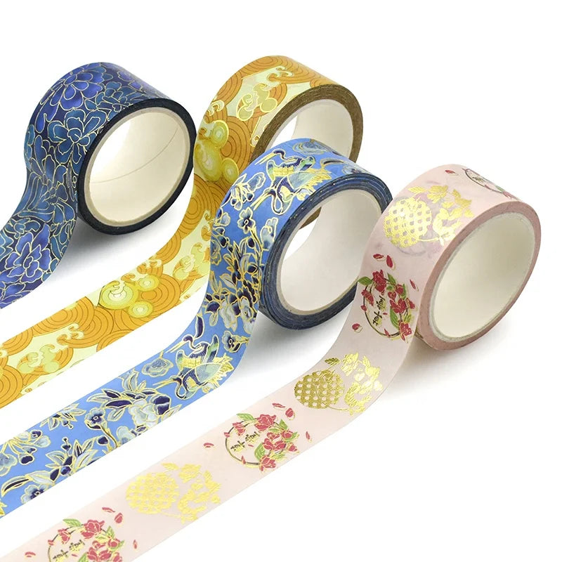 Custom Printing High Quality Gold Foil Stationery Washi Masking Paper Tape Japanese Wahi Tape