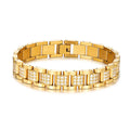 New Arrival Geometric Trendy Stainless Steel Watch Chain Bracelets Mens Women 12MM Luxury Full Crystal Bracelet Wholesale Couple