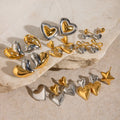 Customized Double Heart Matching Jewelry Earrings Stainless Steel 18k Gold Women Earrings