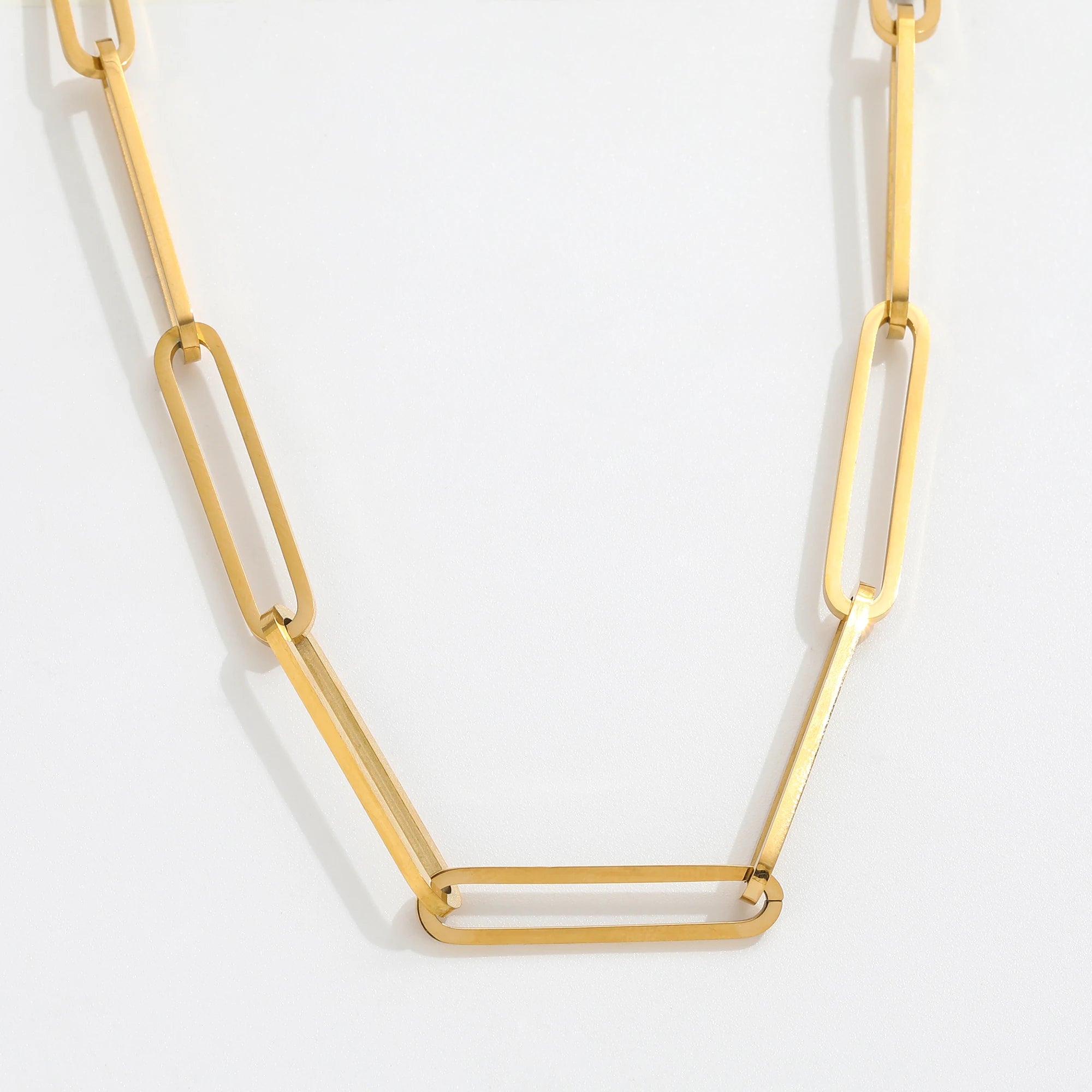 Fenny 18K Gold Plated Wholesale Dainty Statement Paper Pin Link Chain Stainless Steel Choker Chain Necklace for Women