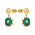Original Design 18K Gold Plated Stainless Steel Jewelry Round Thread Green Stone Zircon Ear Stud for Woman Gift Earrings E231469