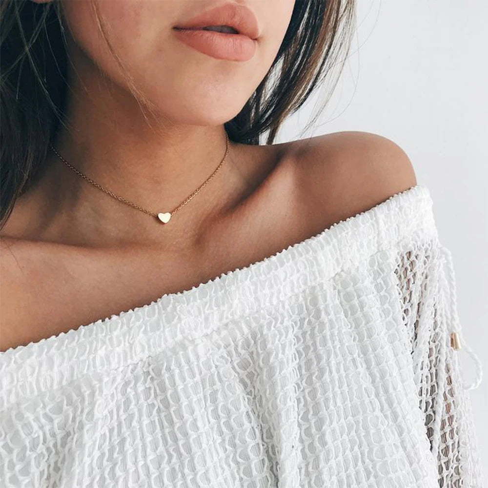 EManco New Design Stainless Steel Clavicle Necklace Lover Heart Pendant Necklace for Women