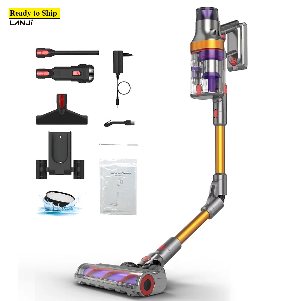 S702-2 Cordless Stick Aspirator LED Touch Screen Bagless HEPA Filter 38kPa Rechargeable Brushless Motor 500W Vacuum Cleaner