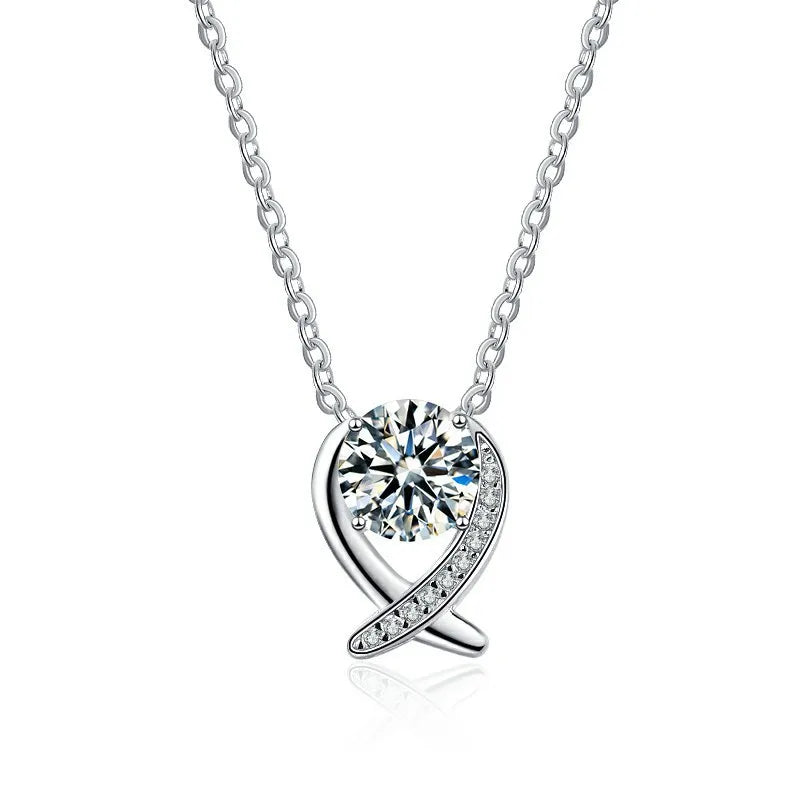 S925 Silver Fish-Shaped Moissanite Pendant Necklace With Clavicle Chain for Men