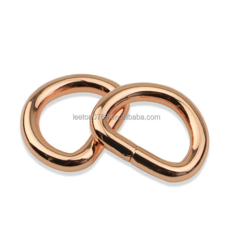 Stock Supply Good Quality 0.75 Inch 20 X 15 X 4.8 mm Shiny Rose Gold Metal D Ring Buckle