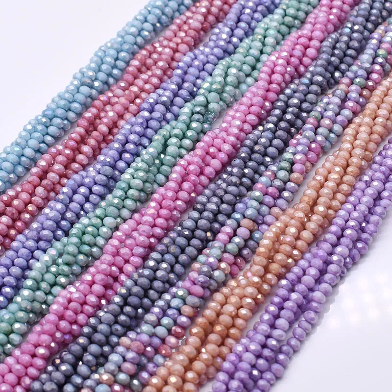 New Style 4mm Rondelle Crystal Glass Beads Color Faceted Loose Spacer Glass Beads for Jewelry Making DIY Necklace