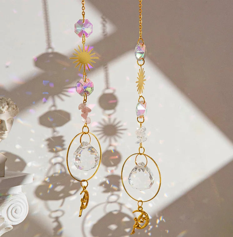 Crushed Stone Window Decoration Golden Angel Sun Catcher for Home & Garden Car Wall Decor Craft Window Decorative Accessories
