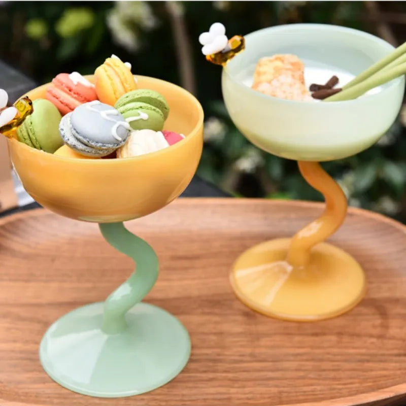 Minimalist Ice Cream Bowl Breakfast Yogurt Cup Salad Cup Dessert Cup Milkshake Cup High Footed Ice Cream Cup