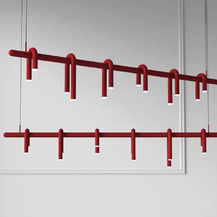 Rectangle Italian Design Kitchen Island Pendant Light Nordic Modern Simple Red Led Chandelier for Home Decor