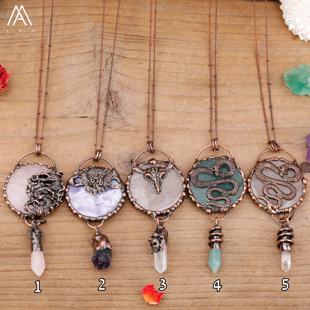 Designer Bohemian Retro Crystal Necklace Healing Totem Guard Pendant for Men or Father Birthday Gift for Weddings or Parties