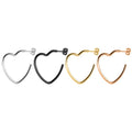 2mm Luxury Gold Stainless Steel Heart Earrings Korean Fashion Fine Hoop Earings for Women Elegant Heart Shape Design