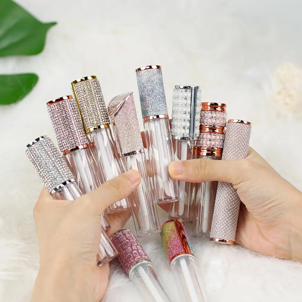 Lipgloss Tube Vendor Wholesale Custom Luxury Cute clear Diamond 6ml Empty Lipgloss Tubes