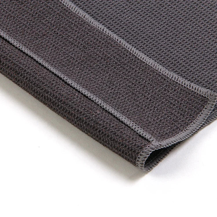 Yoga Towel with Alignment Lines Personalized Corner Pockets Size Black for Sweaty Hands Use Sustainable Cooling Mat Built in