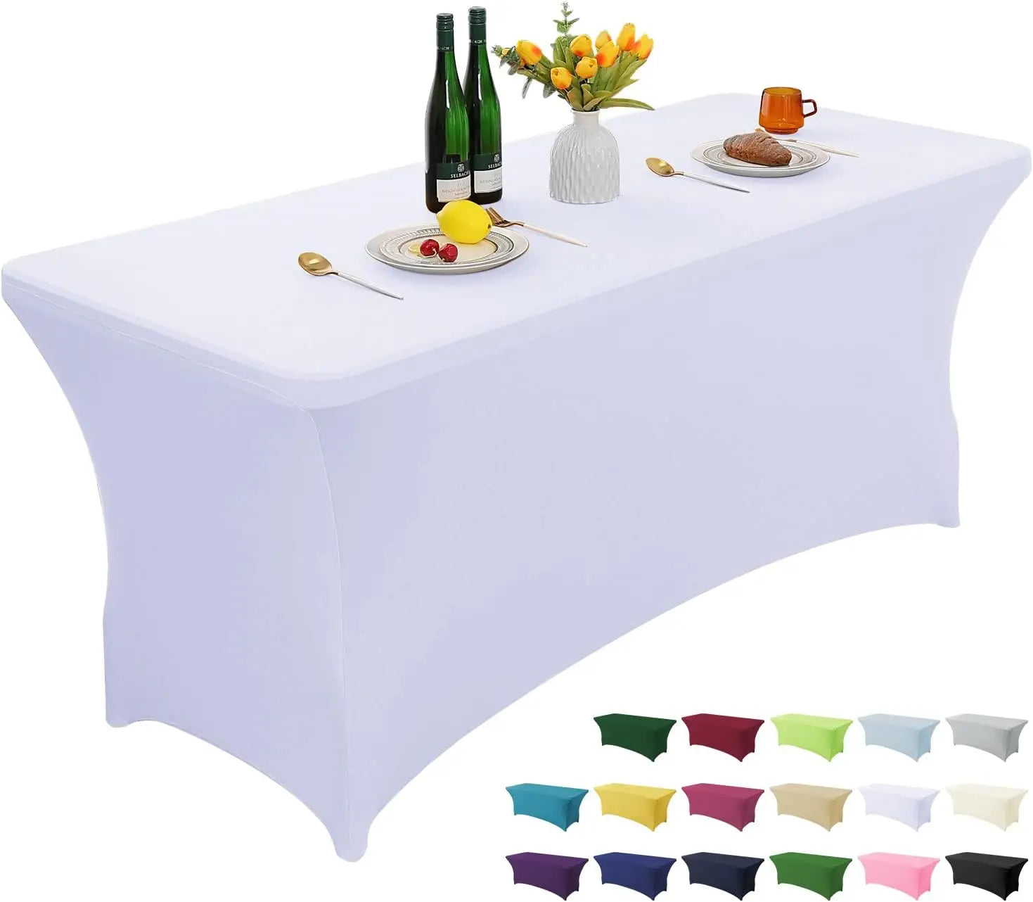 IDOTEX Custom Printed Black Rectangular Spandex Table Cover Conference Table Cloth Logo Poly Bag Woven Polyester Tablecloths