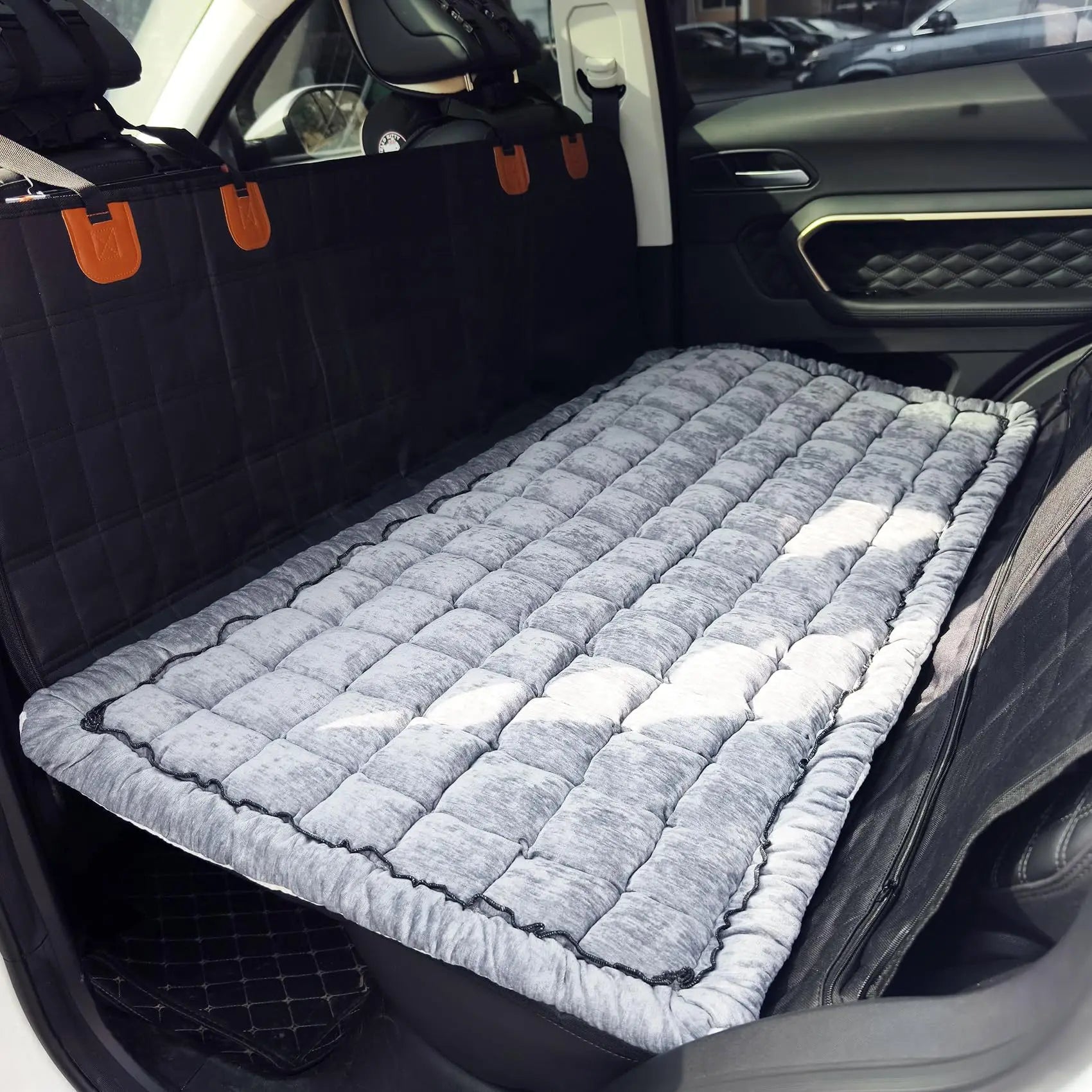 Non-Slip Travel Backseat Pet Bed Mat Plaid Dog Bed for Car Back Seat Washable Custom Furry Dog Car Seat Covers
