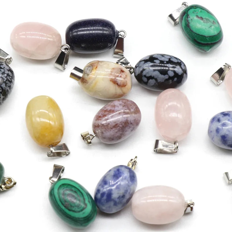 Huiying Wholesales oval shape natural gemstone healing charm stones pendant jewelry