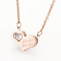 Engraving Letter Love Heart Zircon Pendant Necklace Stainless Steel Heart Diamond Necklace for Women