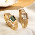 Aimgal Vintage Square Quartz Watch 5A Zircon-Studded Wheat Band 3ATM Waterproof  Niche Chic Design