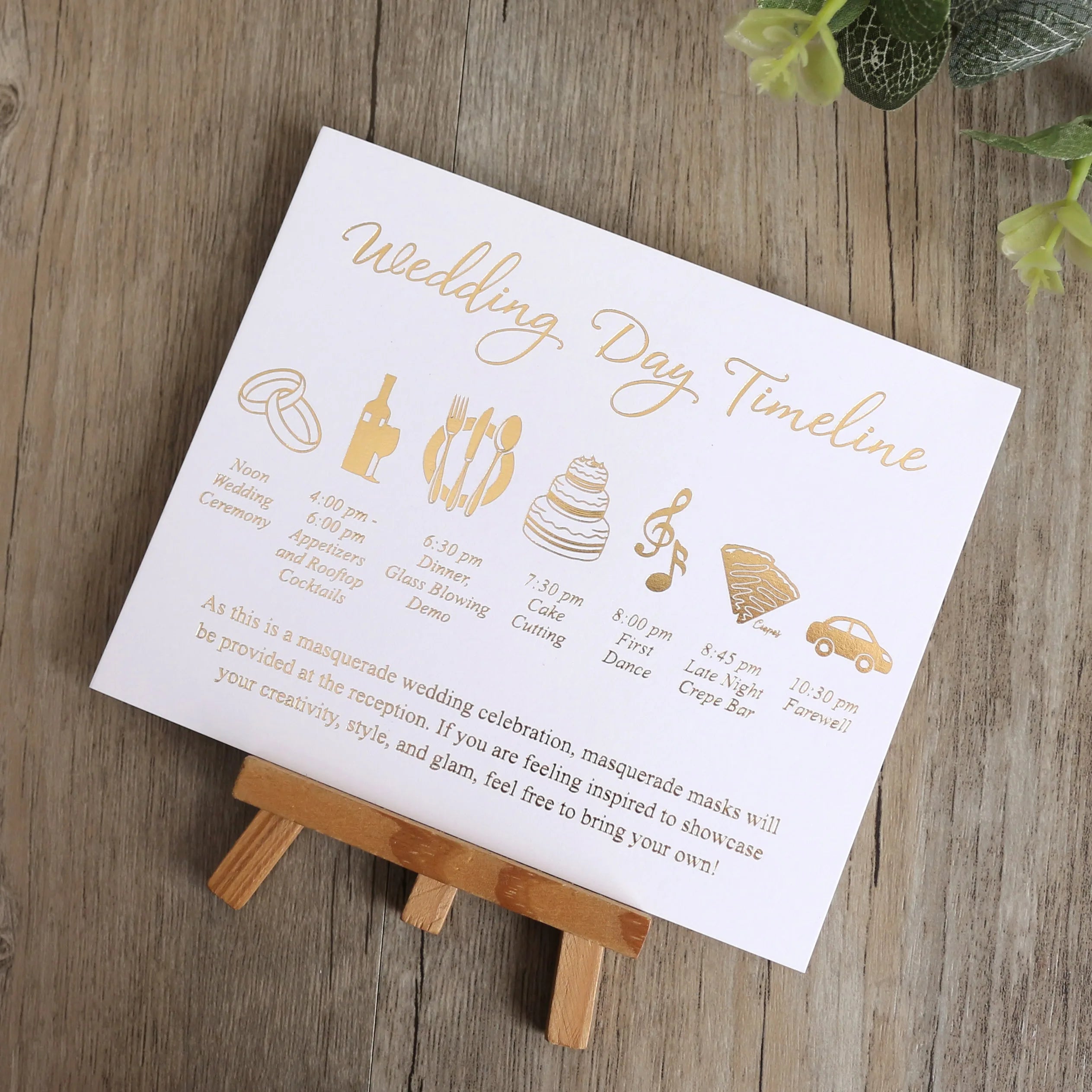 Luxury Wedding Day Timeline Card  Wedding Invitation Card for Engagement Ceremony