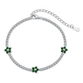 925 Sterling Silver 5A Cubic Zirconia Flower Girls Bracelet Classic Fine Jewelry Summer Colorful Flower Tennis Bracelets