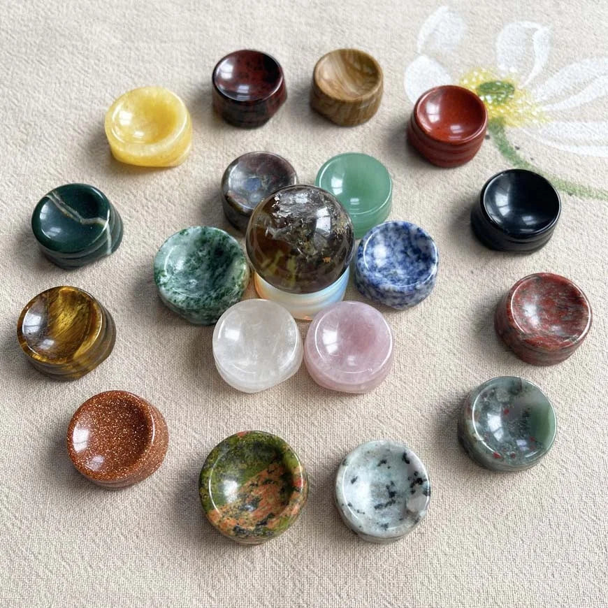 Wholesale Natural Crystal Chakra Ball Stand Decorative Mixed Crystal Sphere Stand Base