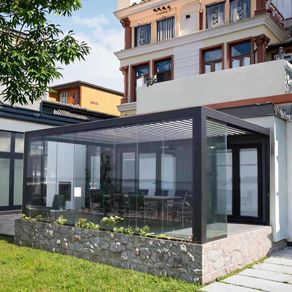 Aluminum Louvered Pergola with Flip Blades Rapid Delivery for Industrial Park Outdoor Rest Areas