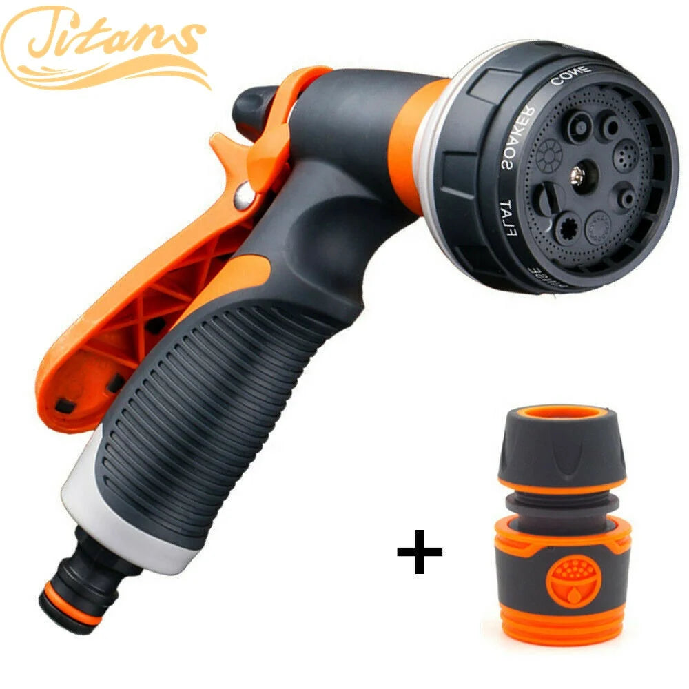 Hot Selling 8-Pattern Plastic High-Pressure Hose Nozzle Garden Spray Guns for Garden Lawn Irrigation