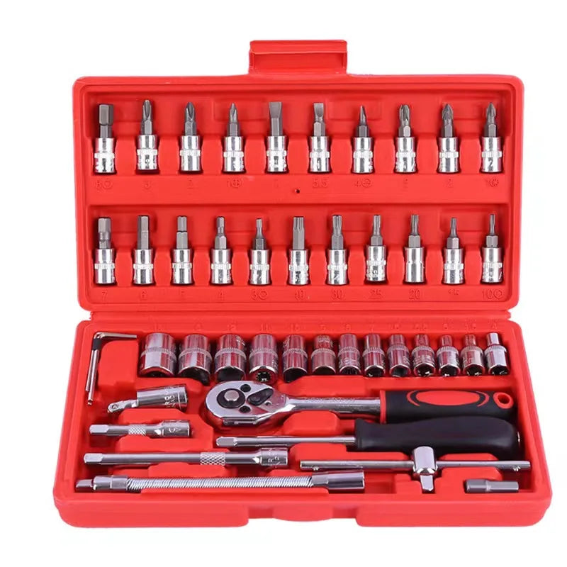 Ready to Ship 46 Pieces Set of Auto Repair Tools for Car Home Repair Toolbox Hardware Tool Ratchet Wrench Socket Tool Set