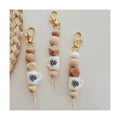 Neutral Silicone Beads Keychain Boho Coffee Cup Wood Beaded Keychain Bag Charm Gifts