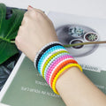 Fashion Giftable Portable Elastic Round Bead Silicone Ring Bracelet Wristlet  Bangle for Women Sport Running