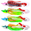 4 Colors 20g Metal Fishing Jigs Lure Lead Head Jigs With Rubber Skirt and Soft Lure Tail Spinner & Rubber Jig