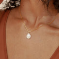 EManco Wedding Necklace Jewelry Gifts Women Delicate Stainless SteelBox Chain Single Fresh Water Pearl Necklace