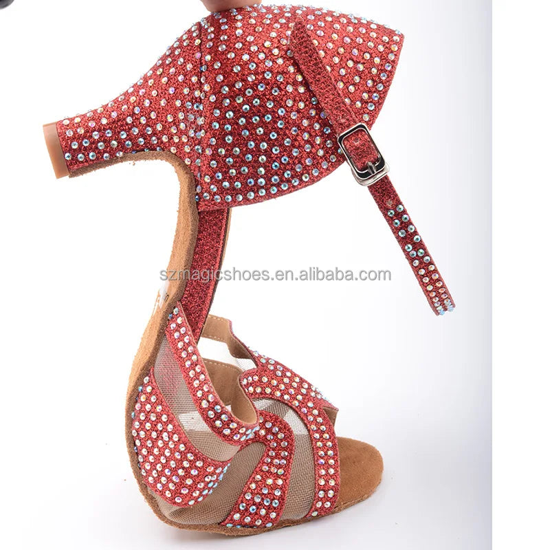 Wedopus Rhinestone Latin Dance Shoes Sandals