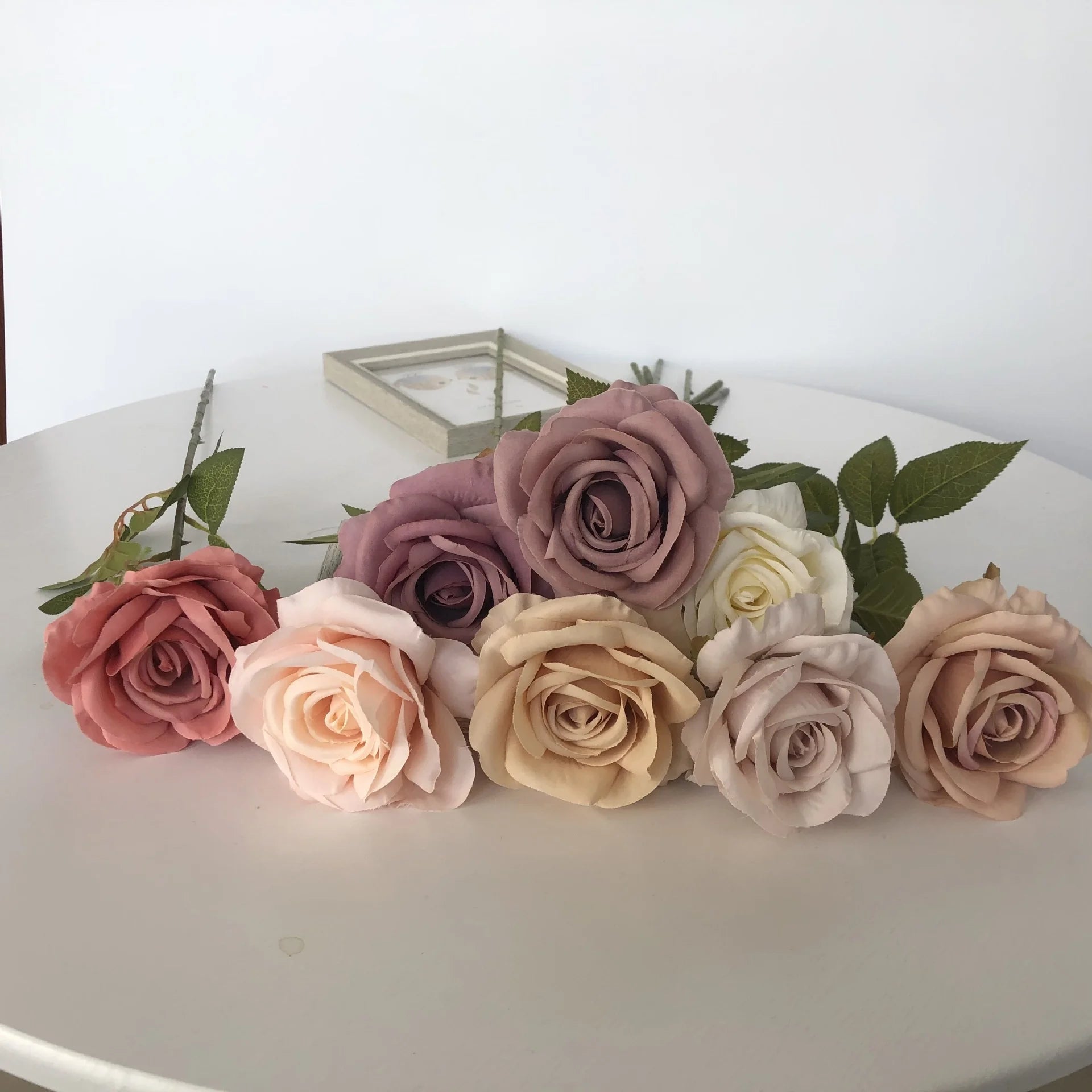 O-X743 Wholesale Single Rose Flowers Blush Nude White pink Silk Roses Artificial Flowers Home Wedding Decor Artificial Roses