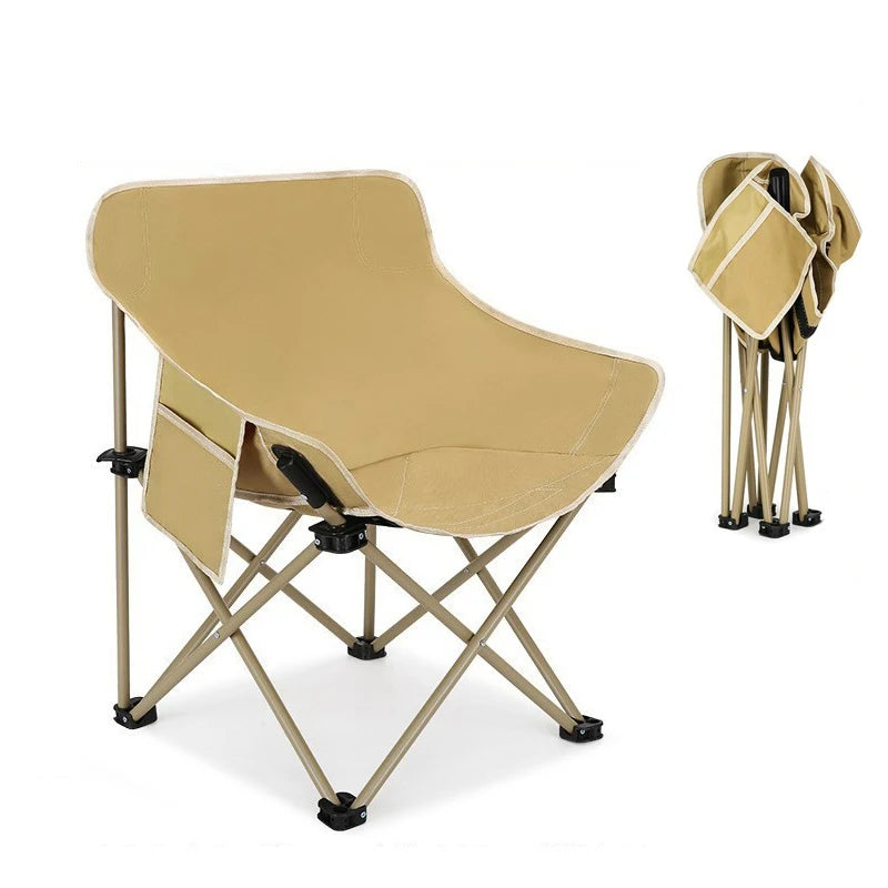 Modern Design Portable 600D Oxford Metal Frame Moon Chair Outdoor Folding Beach Garden Fishing Chair
