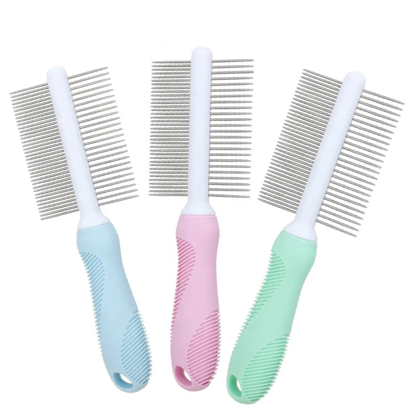 Double-sided Removing Tangles and Knots Cat Combs Metal Steel Needle Dog Combs Rounded Ends Stainless Steel Pet Combs