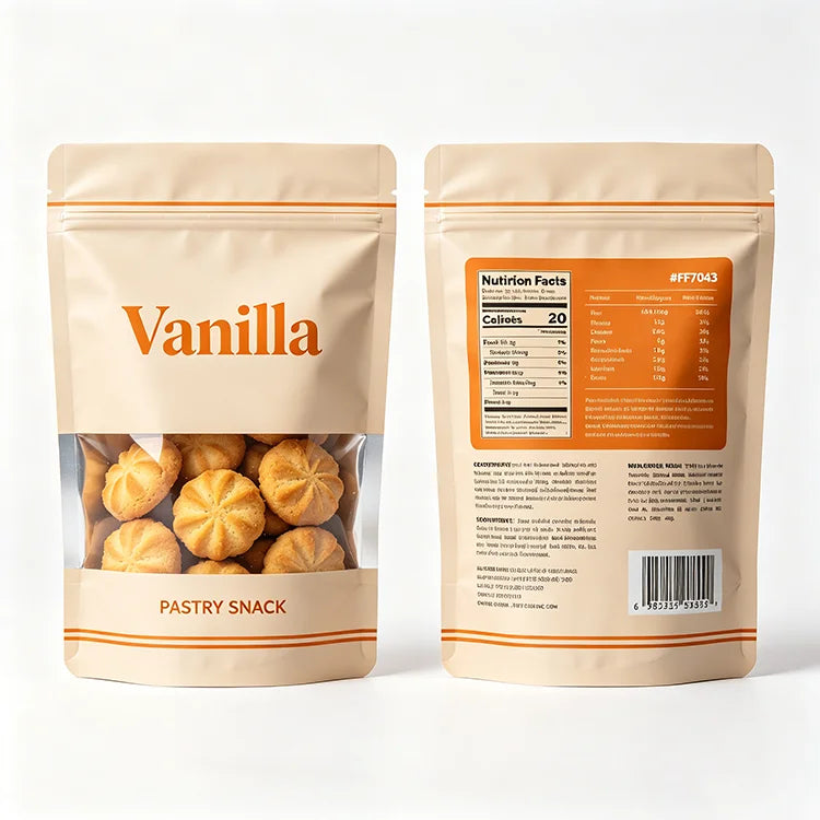 Resealable Stand up Pouch Packaging Custom Zip Lock Bag Brown Kraft Paper Bag with Window and Zipper for Food