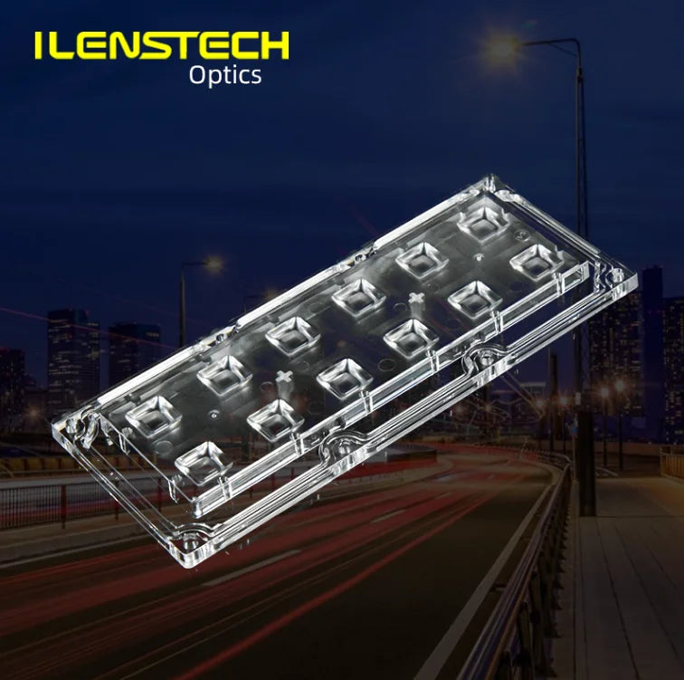 Ilenstech 2x6 90 Degree Waterproof LED Street Light Lens Tunnel Light Lenses 12 Optics