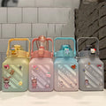 Wholesale 1500ml Sports Gradient Colorful Bottle Big Capacity Plastic Water Bottle Tumbler with Lid and Straw