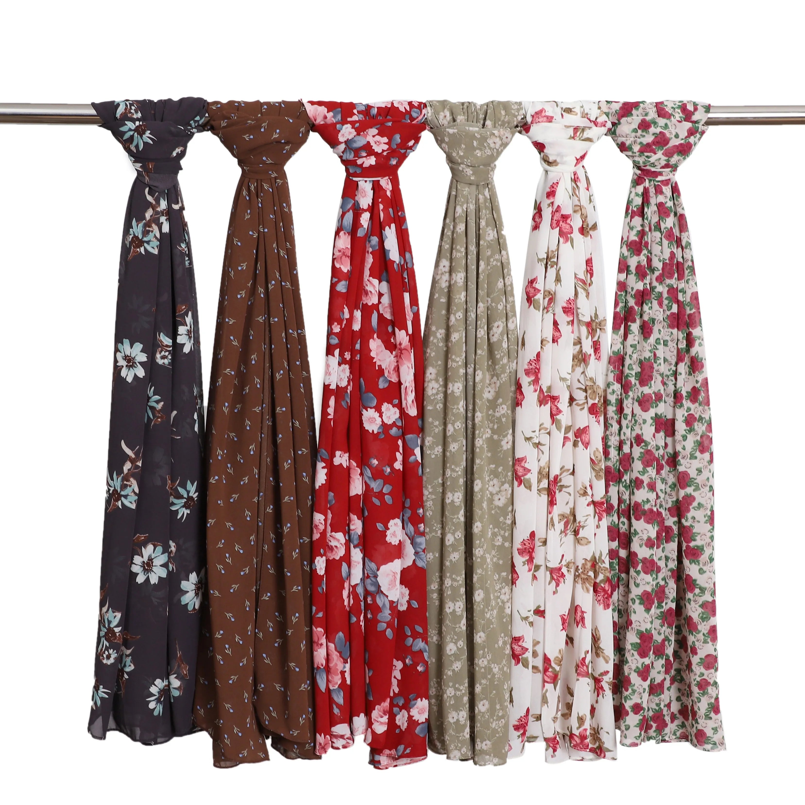 Maldives Malaysia Turban Fashion Chiffon Floral Printing Scarves Shawls for Women Ethnic Muslim Flower Hijab