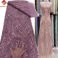 Latest Design Sequins Embroidery African French Tulle Lace Heavy Beaded Luxury 3D Lace Fabric With Sequence
