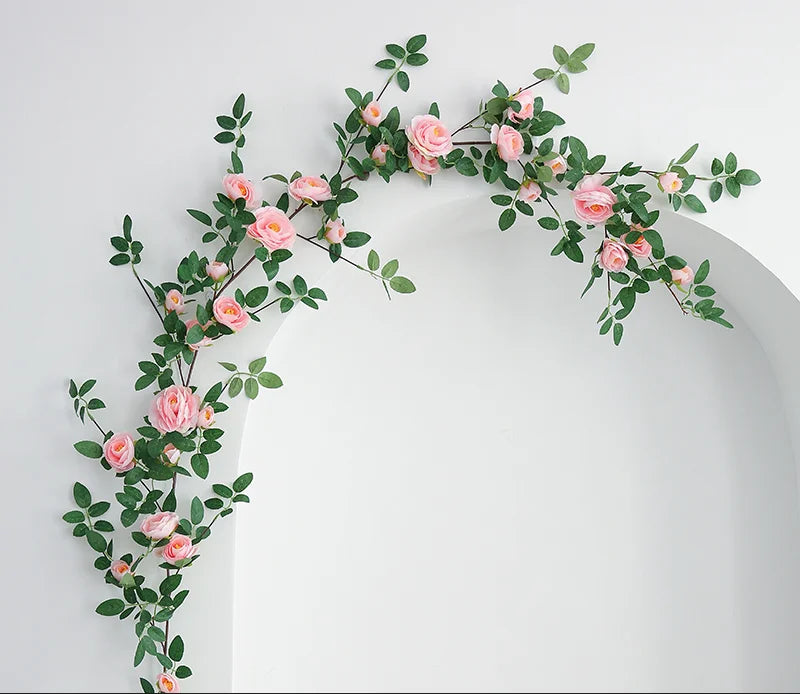Factory Wholesale Artificial Hanging Rose Garland Flower Vine for Home Wedding Decoration