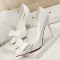 New Ladies Wedding Shoes Cute Bow Ladies High Heels Pointed Design Side Hollow Fashion Women's Shoes Sweet Ladies High Heels