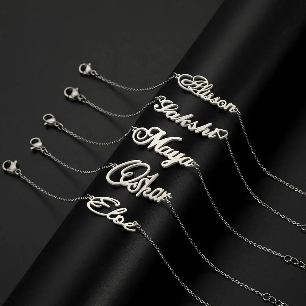 Personalized Name Bracelet Women Girls Stainless Steel Chain Letter Customized Charm Bracelets Unique Custom Jewelry Gift