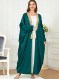 Loriya Garment Middle East Islamic Clothing EID Dubai Saudi Arab Dresses With Gold Trim Green Kaftan Abaya