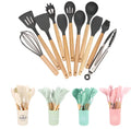 Hot Selling Durable Colorful Contain Spoon Scraper Silicone Kitchen Cooking Utensils Set
