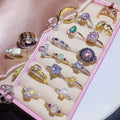 Sparkling Luxury Zircon Micro-Paved Ring Flower Shape Zirconium Geometric Wedding Ring Gold Plated Cz Zircon Bulk Ring All Mix