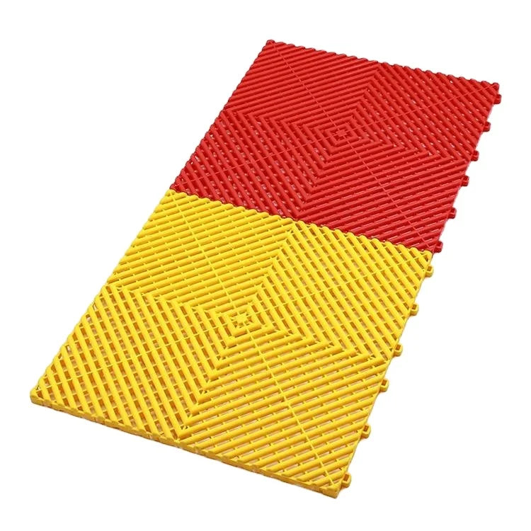40x40x1.8cm Automotive Modular Floor Washing Interlocking Garage Floor Tiles Plastic Removable Anti-Slip Graphic Design
