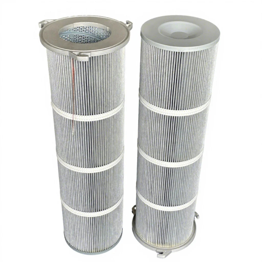 Custom Dust Collector Cement Plant 3 Ears Aluminum End Cap Industrial Polyester Pleated Air Filter Cartridge